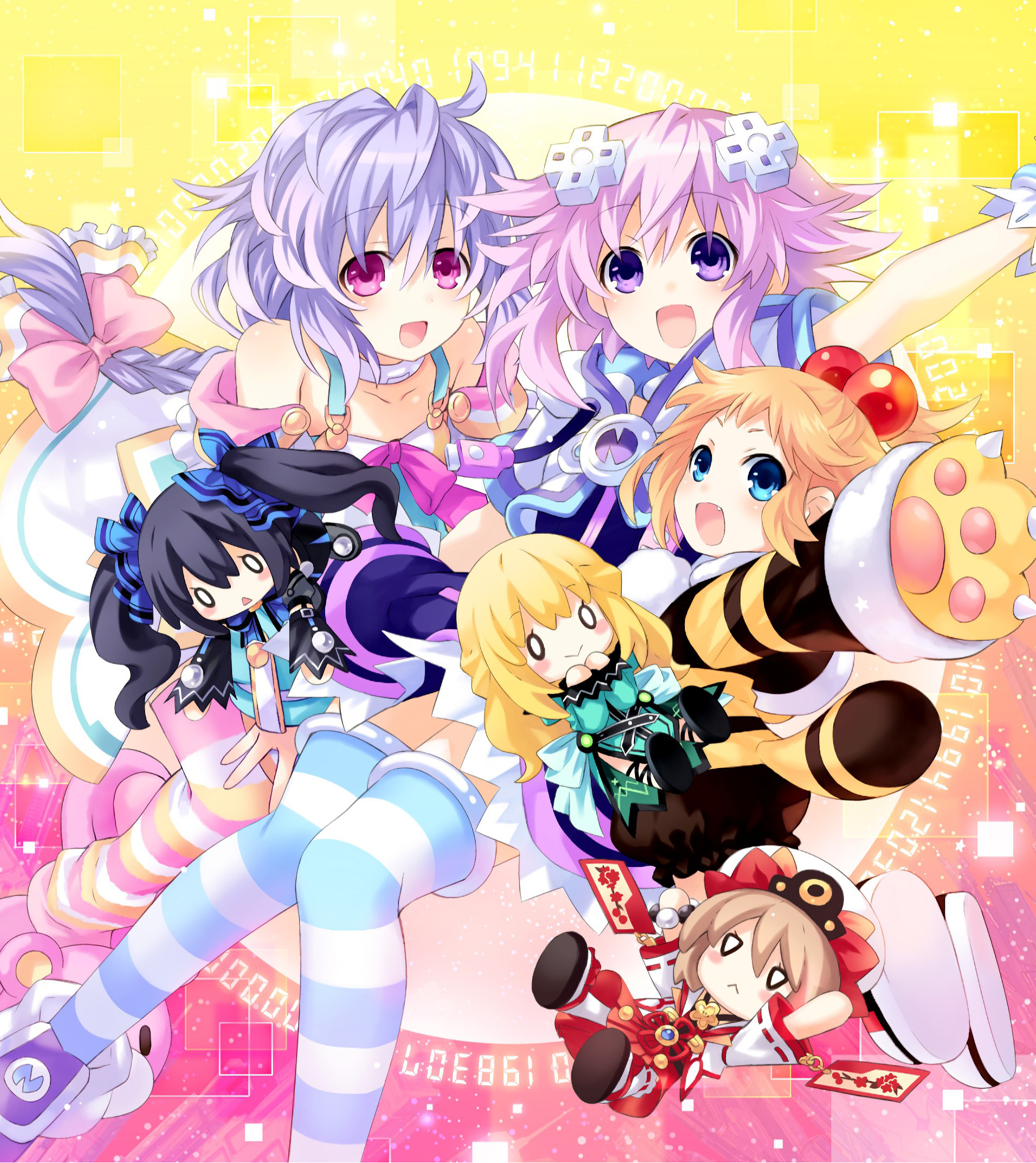 Tsunako Choujigen Game Neptune Blanc Neptune Noire Peashy Pururut Vert Thighhighs